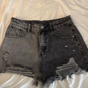 SHEIN Dark Gray Distressed Jean Shorts